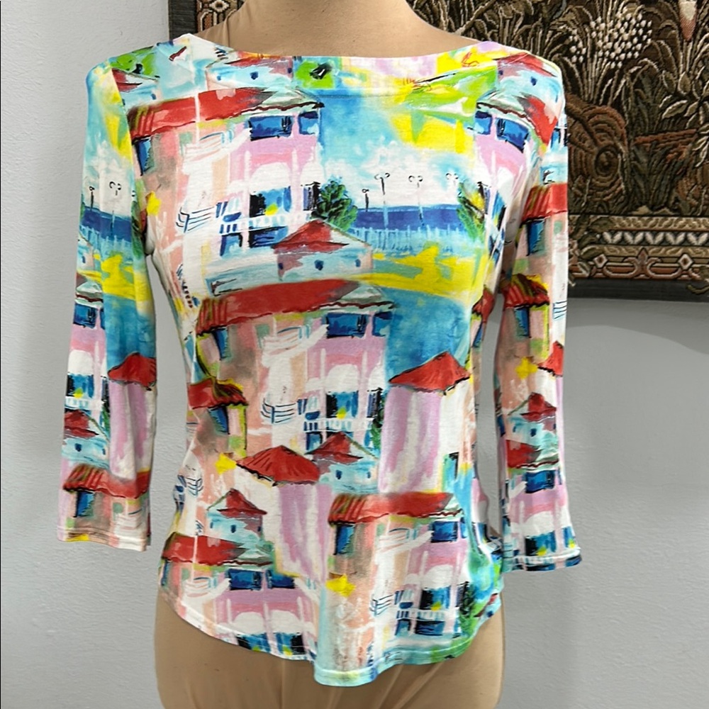Peck & Peck A City Scape or Architectural Print in a multicultural pallet top.PS